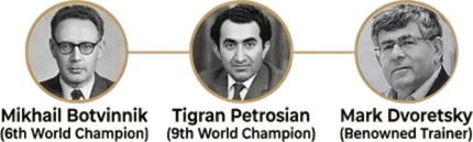 Mikhail Botvinnik, Tigran Petrosian and Mark Dvoretsky